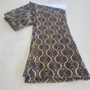 Zara New Without Tags Navy Horsebit Chain Pattern Belted  Pants  Large